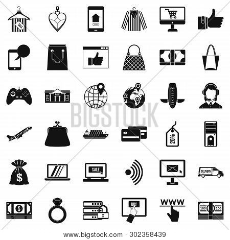 Inet Purchase Icons Set. Simple Set Of 36 Inet Purchase Icons For Web Isolated On White Background
