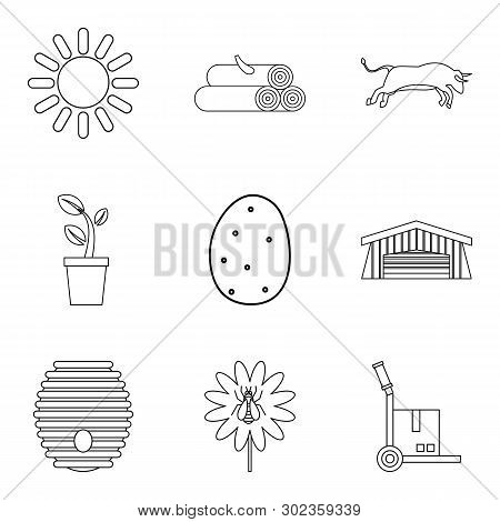 Ancestral Home Icons Set. Outline Set Of 9 Ancestral Home Icons For Web Isolated On White Background