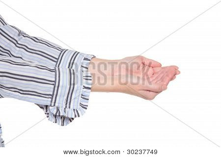 Closeup ของแขน - มือ Cupped