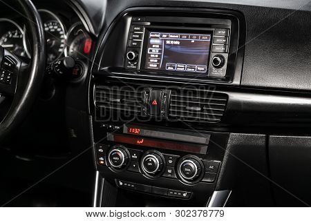 Novosibirsk, Russia - May 20, 2019:  Mazda Cx5, Close-up Of The Dashboard, Adjustment Of The Blower,