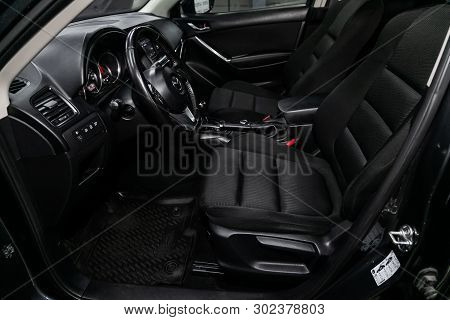 Novosibirsk, Russia - May 20, 2019:  Mazda Cx5, Close-up Of The Dashboard, Speedometer, Tachometer, 