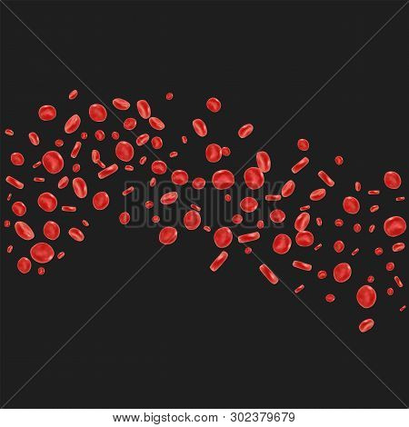 Red Blood Cell Flowing In Vein Or Artery. Vector Illustration. Healthcare And Medical Zoom Concept.