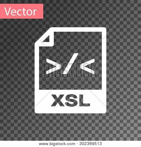 White Xsl File Document Icon. Download Xsl Button Icon Isolated On Transparent Background. Excel Fil