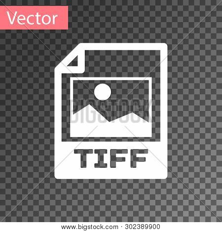White Tiff File Document Icon. Download Tiff Button Icon Isolated On Transparent Background. Tiff Fi