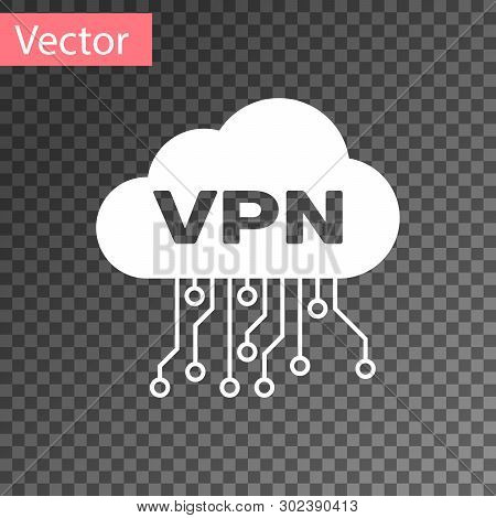 White Cloud Vpn Interface Icon Isolated On Transparent Background. Software Integration. Vector Illu
