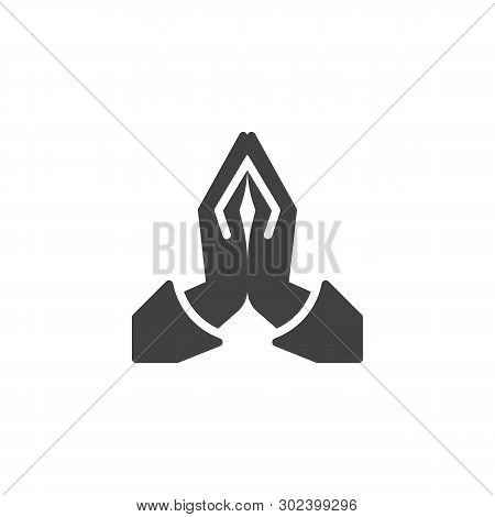 Praying Hands Vector Icon. Filled Flat Sign For Mobile Concept And Web Design. Two Hands Pray Glyph 