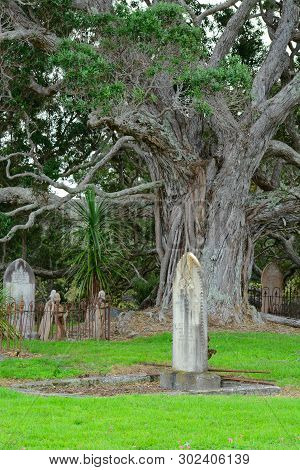 Mahurangi West Regional Park, Mahurangi, New Zealand - 19 May 2019. Te Muri Urupa Settler Graveyard.
