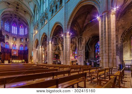 Lyon, France - May 09, 2019: The Interior Of Saint-nizier Church, In Lyon, France