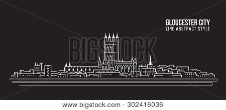 Cityscape Building Line Art Vector Illustration Design -  Gloucester City ,uk