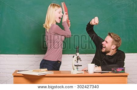 Home Schooling. Couple Of Man And Woman In Classroom. Back To School. Modern School. Knowledge Day. 