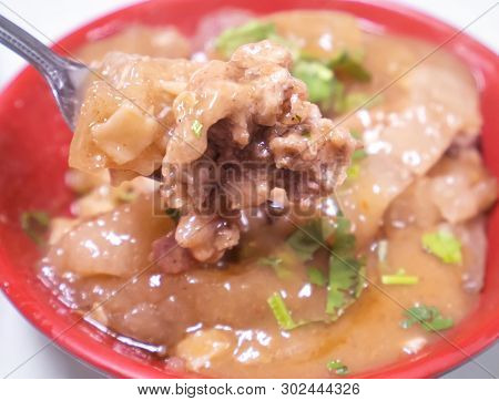 Bawan (ba Wan), Taiwanese Meatball Delicacy, Delicious Street Food, Fried Starch Wrapped Round Shape