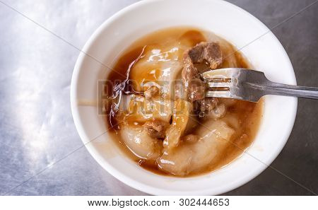Bawan (ba Wan), Taiwanese Meatball Delicacy, Delicious Street Food, Fried Starch Wrapped Round Shape