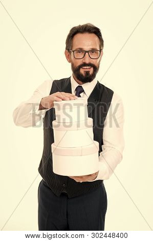 Man Formal Clothes Hold Pile Gift Boxes. Loyalty Bonus Concept. Loyalty Reward Program. Ways To Prom