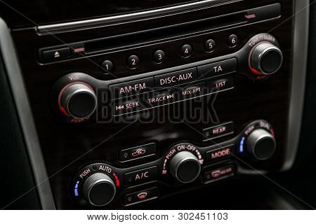 Novosibirsk, Russia - May 20, 2019:  Nissan Pathfinder,close-up Of The Dashboard, Adjustment Of The 