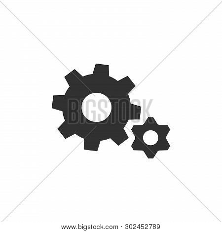 Gear Wheel, Cogweel Big And Small Icon . Vector Illustration Isolated On White Background.