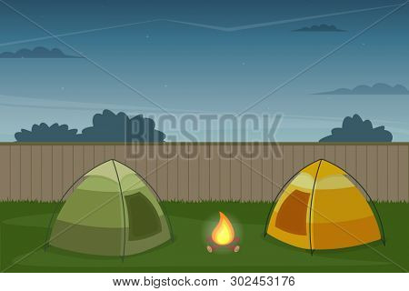 Backyard campout illustration. Clipart image