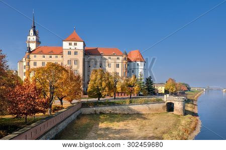 Hartenfels Castle In Torgau, A Town On The Banks Of The Elbe In Northwestern Saxony, Germany