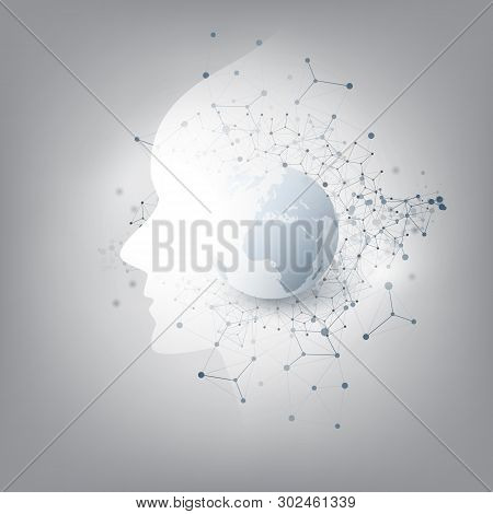 Abstract Machine Learning, Artificial Intelligence, Cloud Computing And Networks Design Concept With