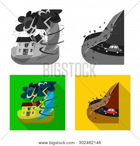 Vector Design Of Weather And Distress Icon. Collection Of Weather And Crash Stock Symbol For Web.