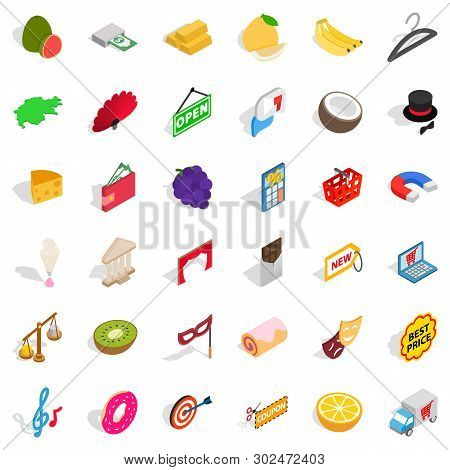 Monetary Remuneration Icons Set. Isometric Set Of 36 Monetary Remuneration Icons For Web Isolated On