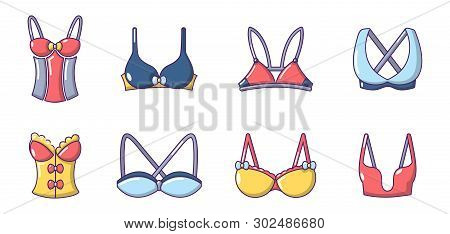 Bra Icon Set. Cartoon Set Of Bra Icons For Web Design Isolated On White Background