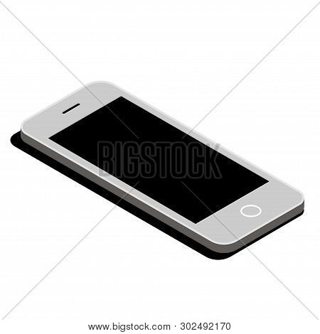 Isometric Achromatic 3d Smartphone Illustration In Vector With Strong Shadows