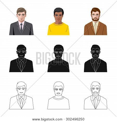 Vector Illustration Of Hairstyle And Profession  Sign. Set Of Hairstyle And Character  Stock Vector 