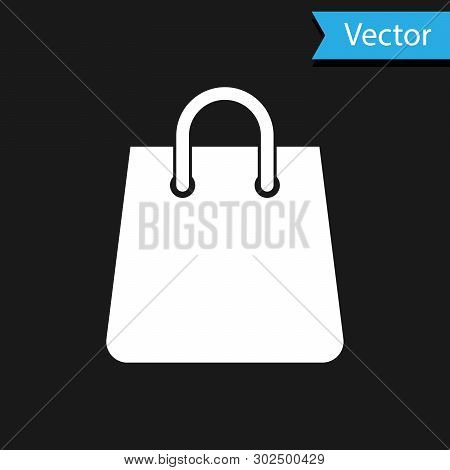 White Handbag Icon Isolated On Black Background. Shoping Bag Sign. Woman Bag Icon. Female Handbag Si