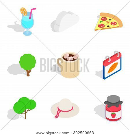 Vegen Meal Icons Set. Isometric Set Of 9 Vegen Meal Icons For Web Isolated On White Background