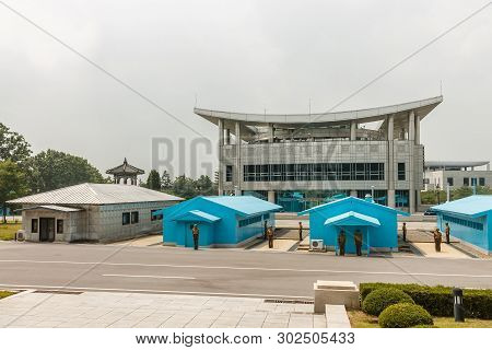 Panmunjom, North Korea - July 30, 2014: Border Between North And South Korea. View From North Korea.
