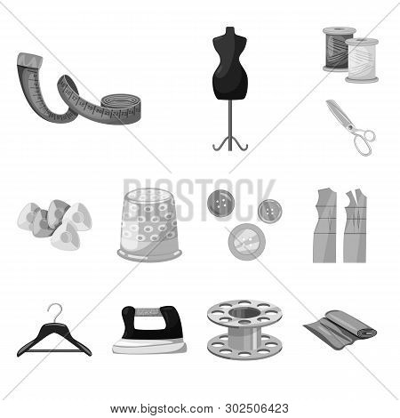Vector Design Of Dressmaking And Textile Icon. Set Of Dressmaking And Handcraft Vector Icon For Stoc