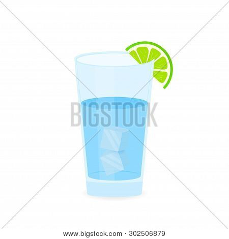 Mojito And Ice Cubes Sign Symbol In Flat Style. Vector Stock Illustration.