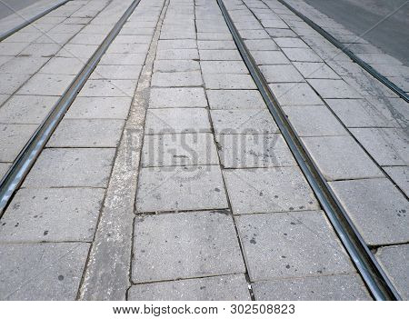 Street Railway  At Dry Sunny Summer Day