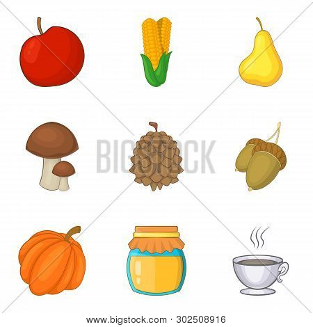 Adequate Nutrition Icons Set. Cartoon Set Of 9 Adequate Nutrition Icons For Web Isolated On White Ba