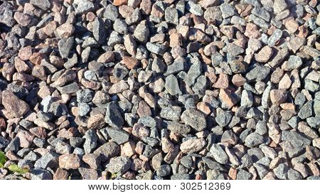 Gravel For Background At Dry Sunny Summer Day