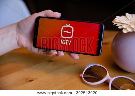 Tula, Russia - March 25, 2019: Igtv On Phone Display.