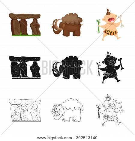 Vector Illustration Of Evolution  And Prehistory Sign. Set Of Evolution  And Development  Stock Symb