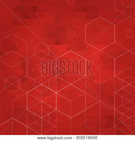 Abstract Geometric Vector Background, Red Triangles For Brochure, Website, Flyer Design. Illustratio