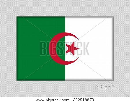 Flag Of Algeria. National Ensign Aspect Ratio 2 To 3 On Gray Cardboard