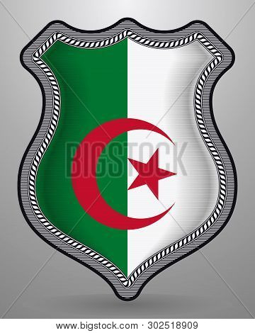 Flag Of Algeria. Vector Badge And Icon. Horizontal Orientation Version
