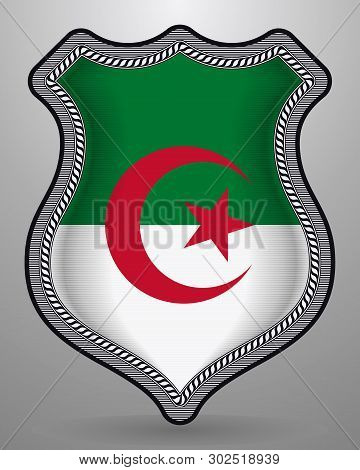 Flag Of Algeria. Vector Badge And Icon. Vertical Orientation Version