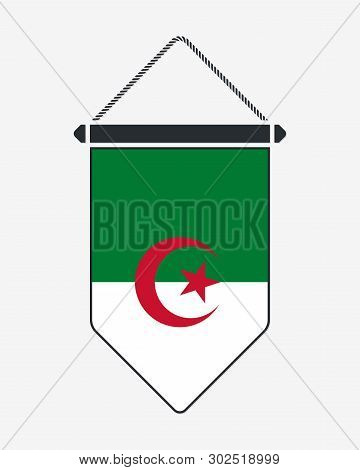 Flag Of Algeria. Vector Sign And Icon. Vertical Pennant. Vector Isolated