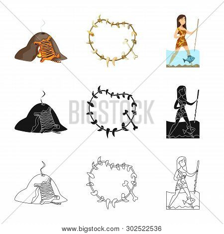 Vector Design Of Evolution  And Prehistory Logo. Set Of Evolution  And Development  Stock Symbol For