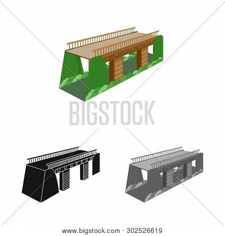 Vector Design Of Bridge And Cycling Sign. Collection Of Bridge And Relocation Stock Vector Illustrat