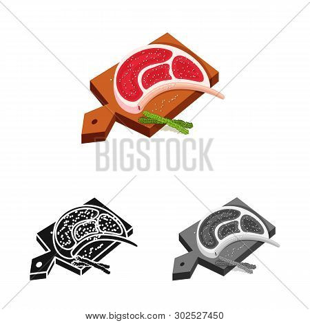 Vector Design Of Meat And Board Sign. Set Of Meat And Restaurant Stock Symbol For Web.