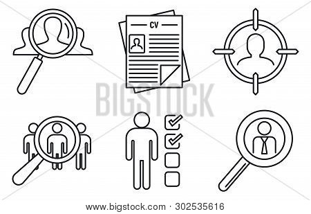 Recruitment Expert Icons Set. Outline Set Of Recruitment Expert Vector Icons For Web Design Isolated