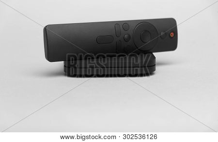 Tv Set-top Box For Ip Tv And Digital Video Content On A Gray Background. Digital Tv On Gray Backgrou