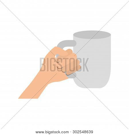 Hand With Cup Of Coffee With White Background Vector Illustration Design