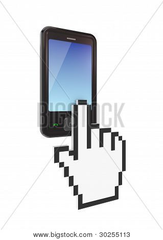 Moderna mobiltelefonen och stora markören.