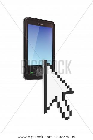 Moderna mobiltelefonen och stora markören.